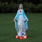 Garden Mary Statue,Solar Outdoor Virgin Mary Statues,Blessed Mother Statue with Solar Flower Ligths,Home/Garden Decor, Religious Gift to Women/Mom(11.81" H)