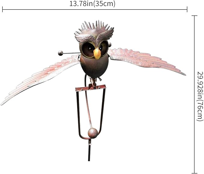 Metal Swinging Owl Wind Spinner for Yard and Garden Decor, Outdoor Metal Windmill Art Deco, Lawn Decorations Wind Sculpture and Spinner, Garden Stake Decorative Kinetic Sculpture