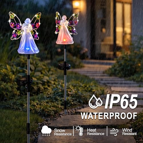 Angel Solar Stake Lights - Waterproof Garden Decor 2 Pack
