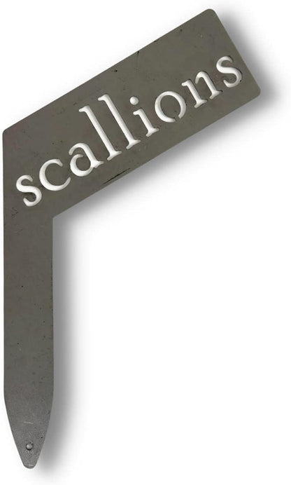 Planter Size Small Metal Garden Plant Vegetable Flower or Herb Markers 13.5 Inches Tall (scallions, Raw, Unfinished Steel)