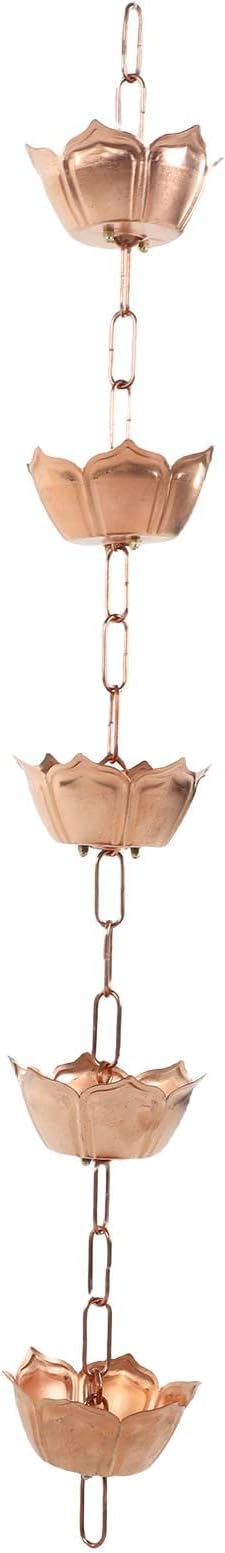 Copper Decorative Rain Chain Gutter Downspout Replacement Flower Shaped for Villa Garden Park