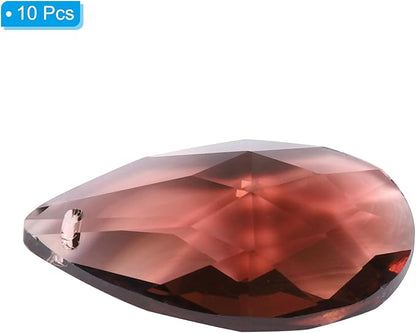 PATIKIL K9 Crystal Pendants Teardrop Beads, 10 Pack 38mm Chandelier Prisms DIY Dark Brown