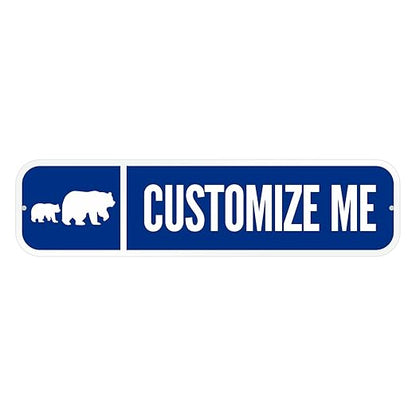 SmartSign Customize Your Own Blue Street Sign with Bear Symbol | 6" x 24" 3M EG Reflective Aluminum