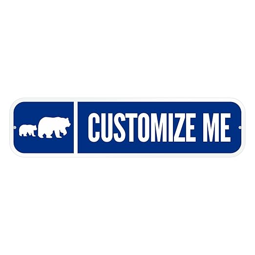 SmartSign Customize Your Own Blue Street Sign with Bear Symbol | 6" x 24" 3M EG Reflective Aluminum