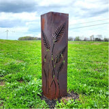 Fern with Stem Garden Columns - Decor - Metal Garden Sculpture - Well Cover - Furniture and Decor - Utility Box Cover (12 x 3.5 x 3.5 inches NO LID)