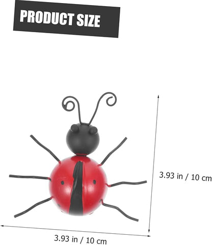 ibasenice 4pcs Sturdy Iron Ladybug Ornaments Artificial Ladybug Ornament for Garden Statue Decor Outdoor Decor Stake
