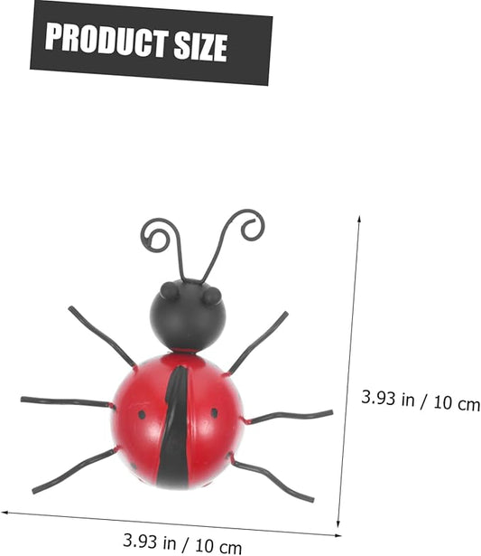 ibasenice 4pcs Sturdy Iron Ladybug Ornaments Artificial Ladybug Ornament for Garden Statue Decor Outdoor Decor Stake
