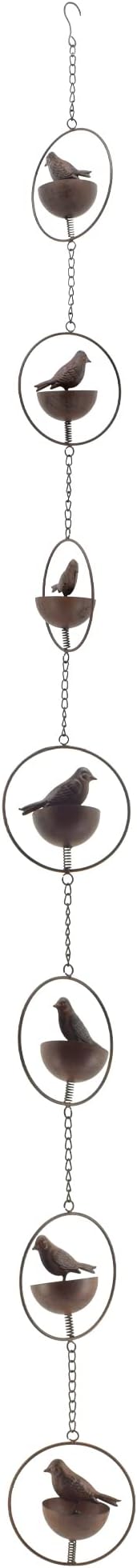 Arcadia Garden Products RC05 Perched Bird Rain Chain, Decorative Replacement Downspout for Gutters, 7 Cups, 6.5 ft, Brown