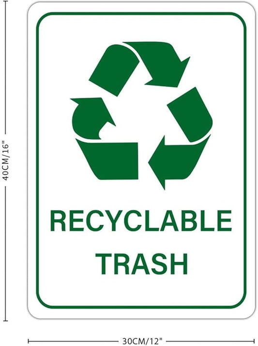 Recyclable Trash Street Metal Signs Vintage No Rust Safety Man Cave Warning Aluminum Metal Tin Sign for Garden Patio Yard Cafe Pub Home Decor Wall Art Print Poster 12x16 Inch