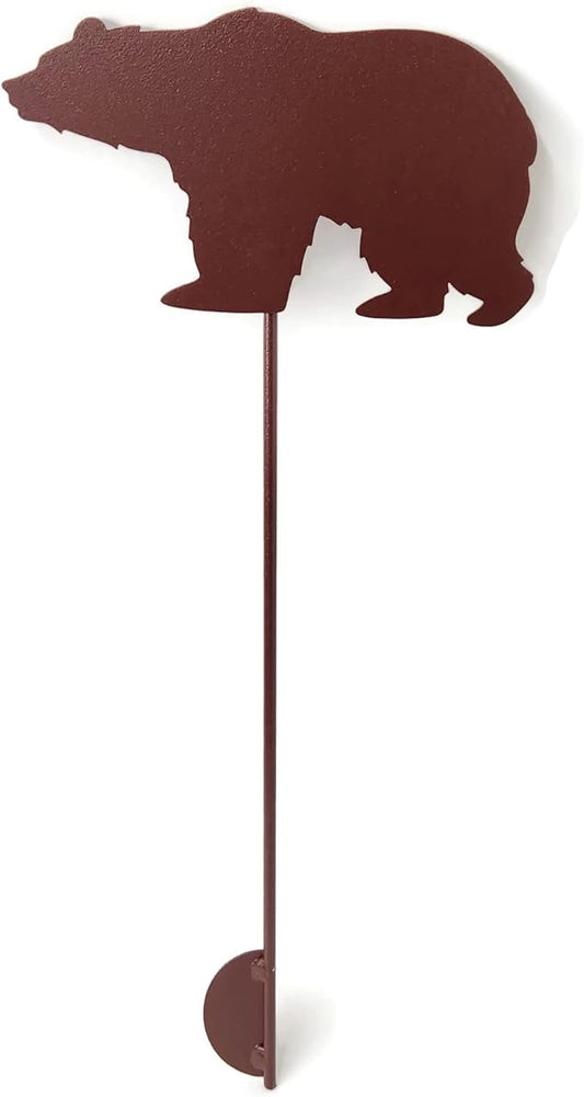 Animal Wildlife Style Steel Rustic or Powder Coated Metal Yard Stake (Bear 20" Tall, Hammered Brown)