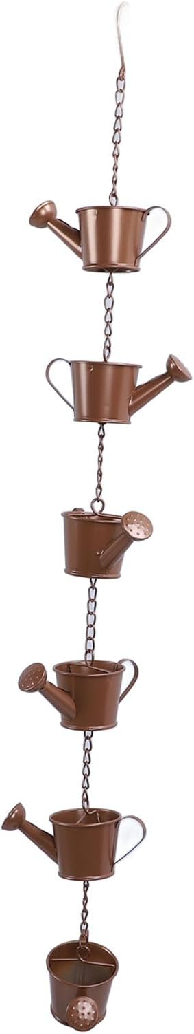 ZJchao Elegant Copper Rain Chain for Gutters – 6-Tier Decorative Feature & Downspout Alternative, Garden-Friendly Bucket- Rain Diverter