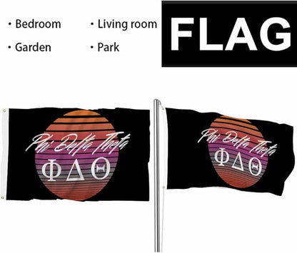 Swono Phi Delta Theta Synth Wave Elements Circle Sun Moon Outdoor Garden Flag - 3x5ft