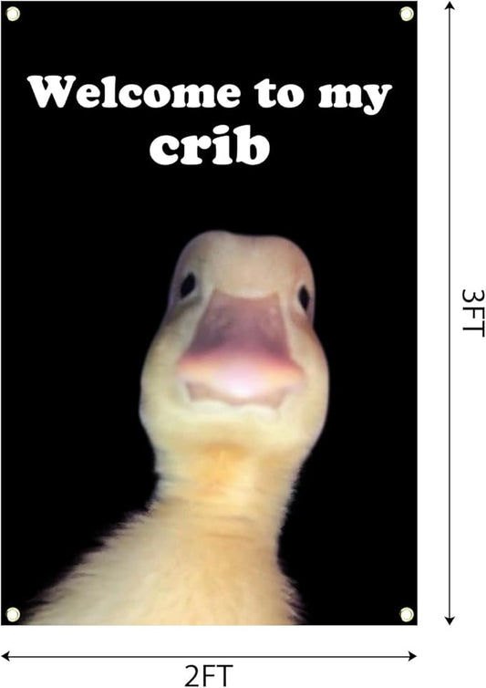 Welcom to My Crib Flag 2x3 Ft Flag with Brass Grommets for Man Cave Teen Boys and Girls College Dorm Room Decor Outdoor Yard Signs Parties
