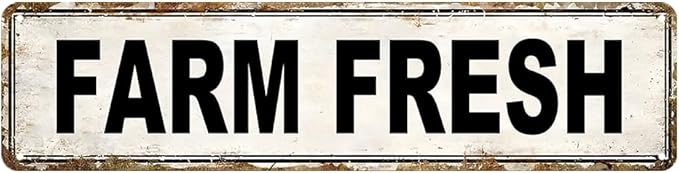 Farm Fresh Metal Tin Sign Chicken Coop Signs for Outside Farm Fresh Eggs Sign Vintage Farmhouse Decor for Chicken Coop, Farmers Market & Farm Stand Kitchen Wall Decor 4 ×16 Inch