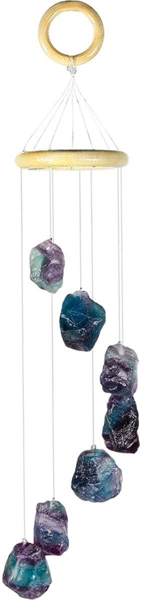 rockcloud Fluorite Raw Stones Wind Chime Home Garden Decoration Figurine