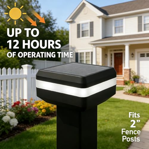 Solar Fence Post Cap Lights - 4-Pack, Dual-Color, 2"x2" & 3"x3"