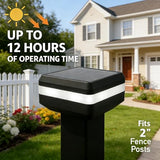 Solar Fence Post Cap Lights - 4-Pack, Dual-Color, 2"x2" & 3"x3"