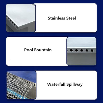 Stainless Steel Pool Fountain, Indoor/Outdoor Sheer Descent Waterfall Spillway Flow Platform, Pond Water Feature for Garden Outdoor Decoration,Silver,80cm