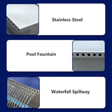 Stainless Steel Pool Fountain, Indoor/Outdoor Sheer Descent Waterfall Spillway Flow Platform, Pond Water Feature for Garden Outdoor Decoration,Silver,150cm