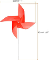 HARFINGTON 50pcs Windmills for The Yard Garden 17" x 11" 4 Leaves Pinwheels Wind Mills Spinners Windproof Waterproof Bird Devices with Stakes for Patio Decor, Red