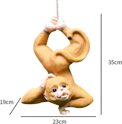 Cute Statues Garden Sculpture Outdoors Climbing Monkey Tree Hanging Backyard Decor(D)