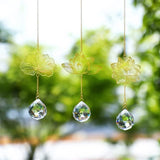 H&D HYALINE & DORA Suncatchers Lotus Leaf Pendant with Crystal Prisms Window Hang Sun Catcher Ornament Rainbow Maker for Home Garden Rearview Mirror Charms, Pack of 3
