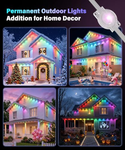 Smart RGBIC Outdoor Eaves Lights 200FT - IP67 Waterproof, App Control