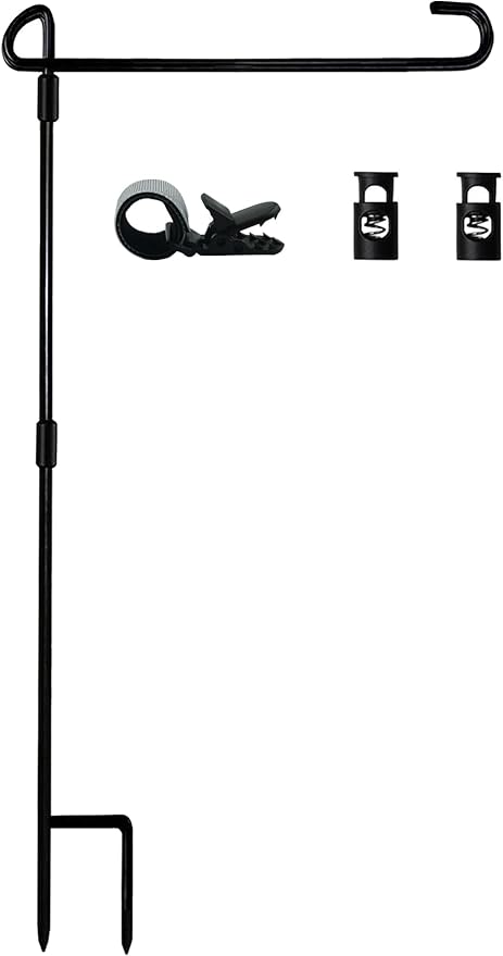 Garden Flag Stand-Holder-Pole with Flag Stopper and Clip Waterproof Powder-Coated Paint for House Flags,Decorative Yard Seasonal Flags