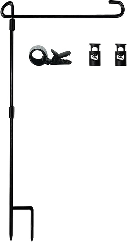 Garden Flag Stand-Holder-Pole with Flag Stopper and Clip Waterproof Powder-Coated Paint for House Flags,Decorative Yard Seasonal Flags
