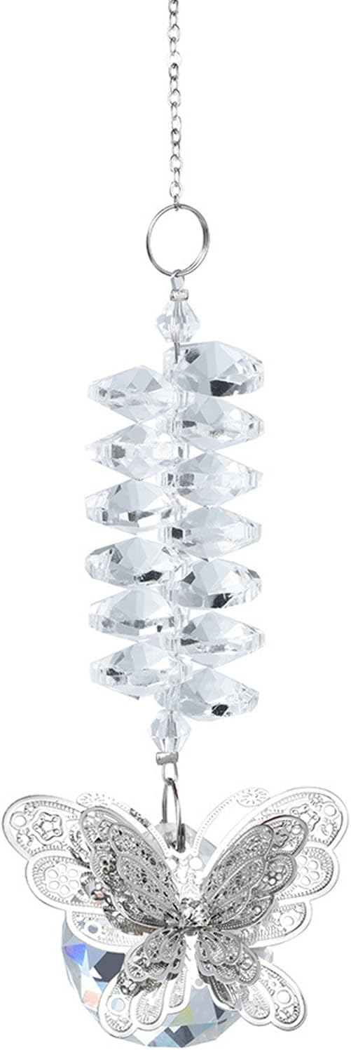 Crystal Sun Catchers Indoor Window Colorful & Clear Butterfly Faceted Wind Chime with Rainbow Refractions(Clear)