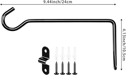 9.44 Inch Metal Wall Plant Hangers, Heavy Duty Hanging Hooks for Plants, Bird Feeders, Wind Chimes and Flower Baskets, Indoor and Outdoor Use, 4 Pack Black