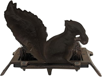 Treasure Gurus Cast Iron Metal Squirrel Boot Scraper Garden Shoes Brush Outdoor Front Door Porch Decor