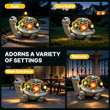 Solar Garden Turtle Decor with Succulent - Warm Light