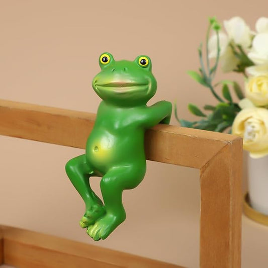 3 PCS Cute Frog Hanging Pot Decorations Statue, Resin Pot Climbing Sculpture Outdoor Statues, Frog Yard Decorations Outdoor