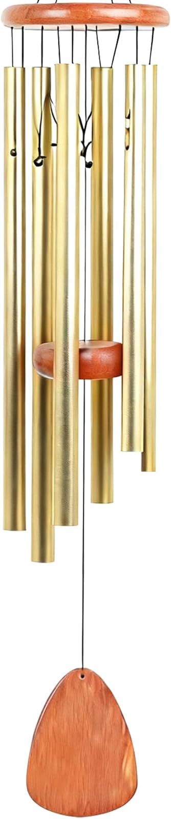 26 Inch Wind Chimes for Outside Deep Tone, Aluminum Memorial Wind Chime, Sympathy Wind Chimes for Loss of Loved One, Memorial Gifts, Outdoor Patio Garden Home Decoration - Gold