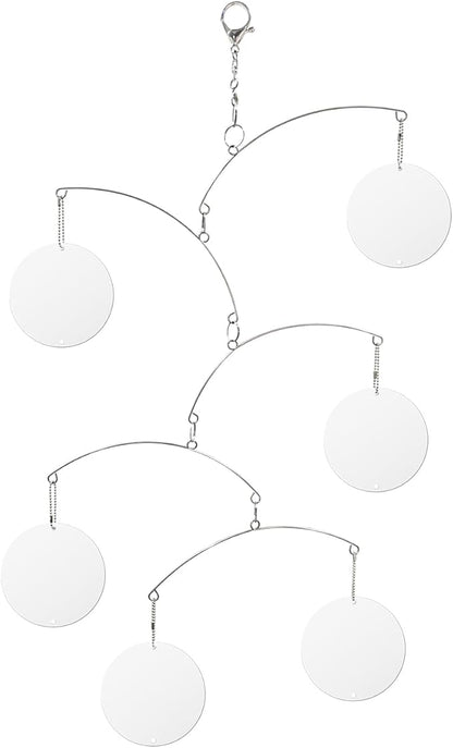 DIY Hanging Mirror Outdoor Mobile, Reflective Garden Decor, Wind-Chime Style Bird Deflector (FL-YKL-6CIRCLE)