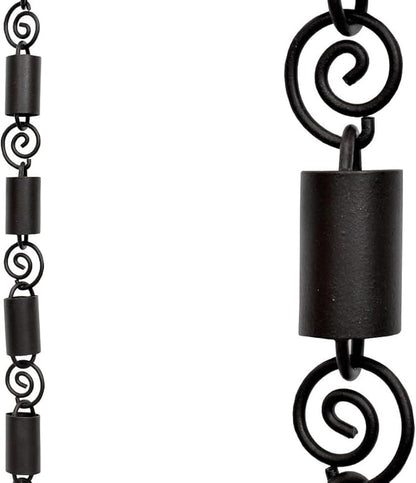 RainChains Pacific Spiral Rain Chain 8.5ft Black Aluminum Premium Rain Chains for Gutters Decorative Chain.