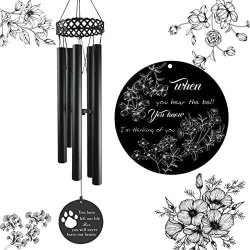 Wind Chimes Personalized, Sympathy Wind Chimes Gift Bereavement Sympathy Funeral Gifts .Wind Chimes for Loss of Mother Father Windchimes in Memory of Loved Ones 30 Inch Black