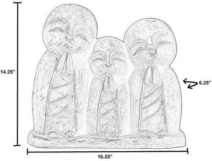 Pemberly Row Praying Family Fiberstone Garden Statue, 14.25" H x 6.25" W x 16.25" D, Durable Lightweight Fiberstone, Aged Moss Green Finish, Drain Hole Included, Unique Patina, Outdoor Decorative