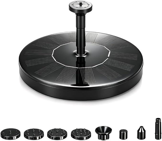 Floating Solar Fountain for Bird Bath, Solar Powered Water Fountain Pump Outdoor Bird Bath Fountain Backyard Decor, Garden, Pond, Pool (Black 6.3")