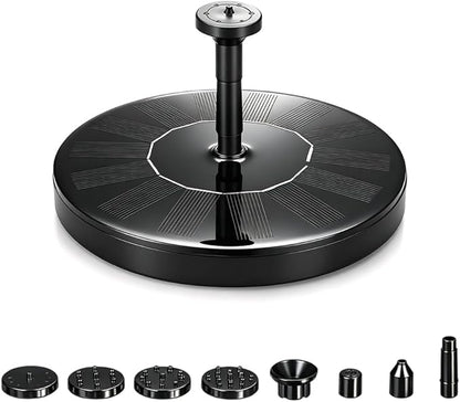 Floating Solar Fountain for Bird Bath, Solar Powered Water Fountain Pump Outdoor Bird Bath Fountain Backyard Decor, Garden, Pond, Pool (Black 6.3")