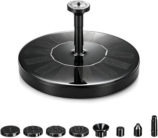 Floating Solar Fountain for Bird Bath, Solar Powered Water Fountain Pump Outdoor Bird Bath Fountain Backyard Decor, Garden, Pond, Pool (Black 6.3")