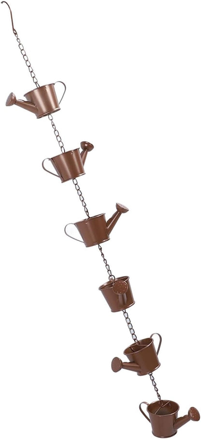 ZJchao Elegant Copper Rain Chain for Gutters – 6-Tier Decorative Feature & Downspout Alternative, Garden-Friendly Bucket- Rain Diverter