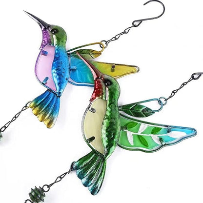 Hummingbird Decor with Bell, Hummingbird Wind Chimes, Hanging Bell Decorations for Yard, Garden, Home and Outdoor, Gift for Mom (Green)