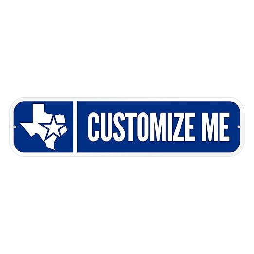 SmartSign Customize Your Own Blue Street Sign with Texas State Logo | 6" x 24" 3M EG Reflective Aluminum