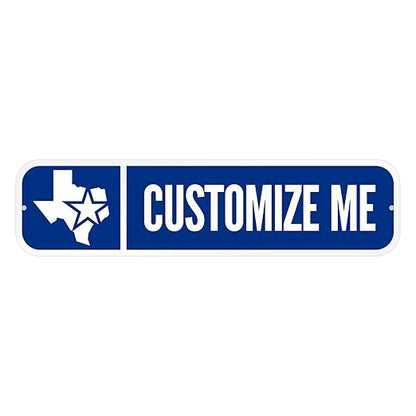 SmartSign Customize Your Own Blue Street Sign with Texas State Logo | 6" x 24" 3M EG Reflective Aluminum