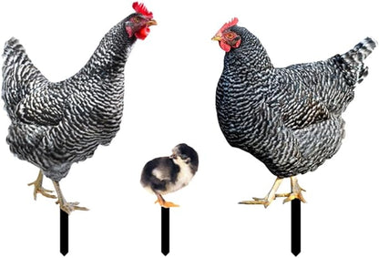 HANABASS 3pcs Acrylic Hen Chick Yard Arts Decorative Chicken Realistic Shaped Yard Lawn Stakes Garden Decorative Stakes