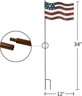 Patriotic Rustic Metal Yard Garden Stake, Small American Flag US Garden Flag 4th of July Decoration Stars and Stripes Design 7"x12"