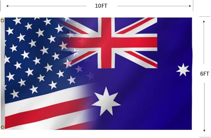 USA Australia Combination Flag 6X10FT, American Australian Flags,Both Sides Printed, Men Women Banner,Vibrant Colors, Double Stitched with 2 Brass Grommets, Bar Garden Street Decoration, GYM, Office Decor,Indoor Outdoor Use,Gifts. (US-AUS-X, 6x10ft)