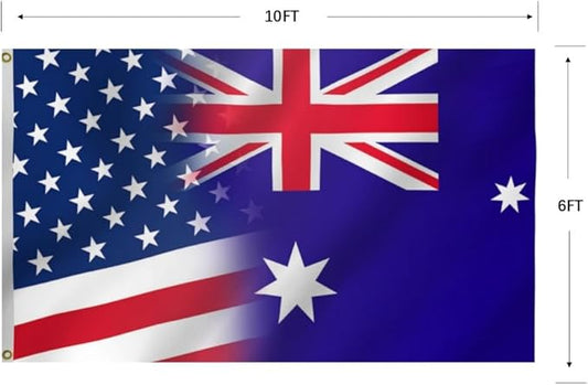 USA Australia Combination Flag 6X10FT, American Australian Flags,Both Sides Printed, Men Women Banner,Vibrant Colors, Double Stitched with 2 Brass Grommets, Bar Garden Street Decoration, GYM, Office Decor,Indoor Outdoor Use,Gifts. (US-AUS-X, 6x10ft)